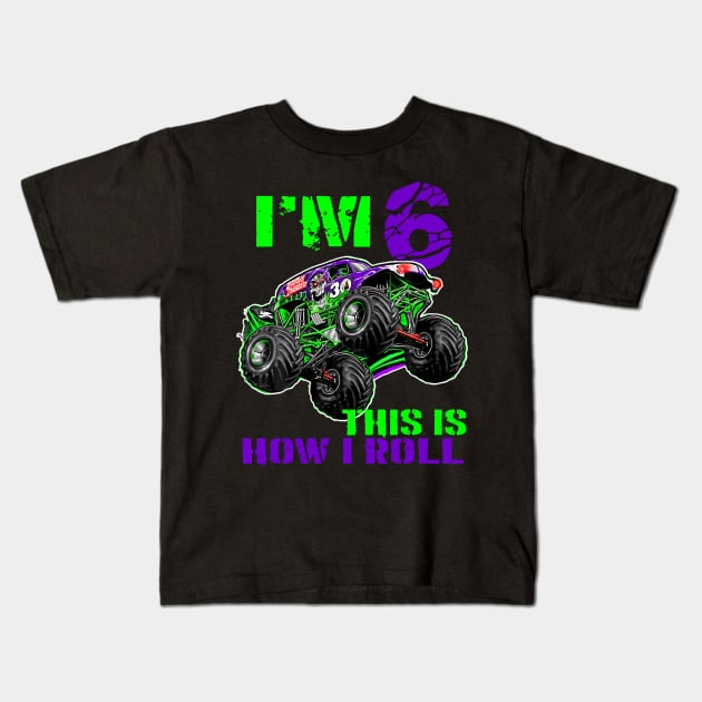 Monster Trucks Are My Jam 6th Birthday Boy years old Kids T-Shirt by Aleem James